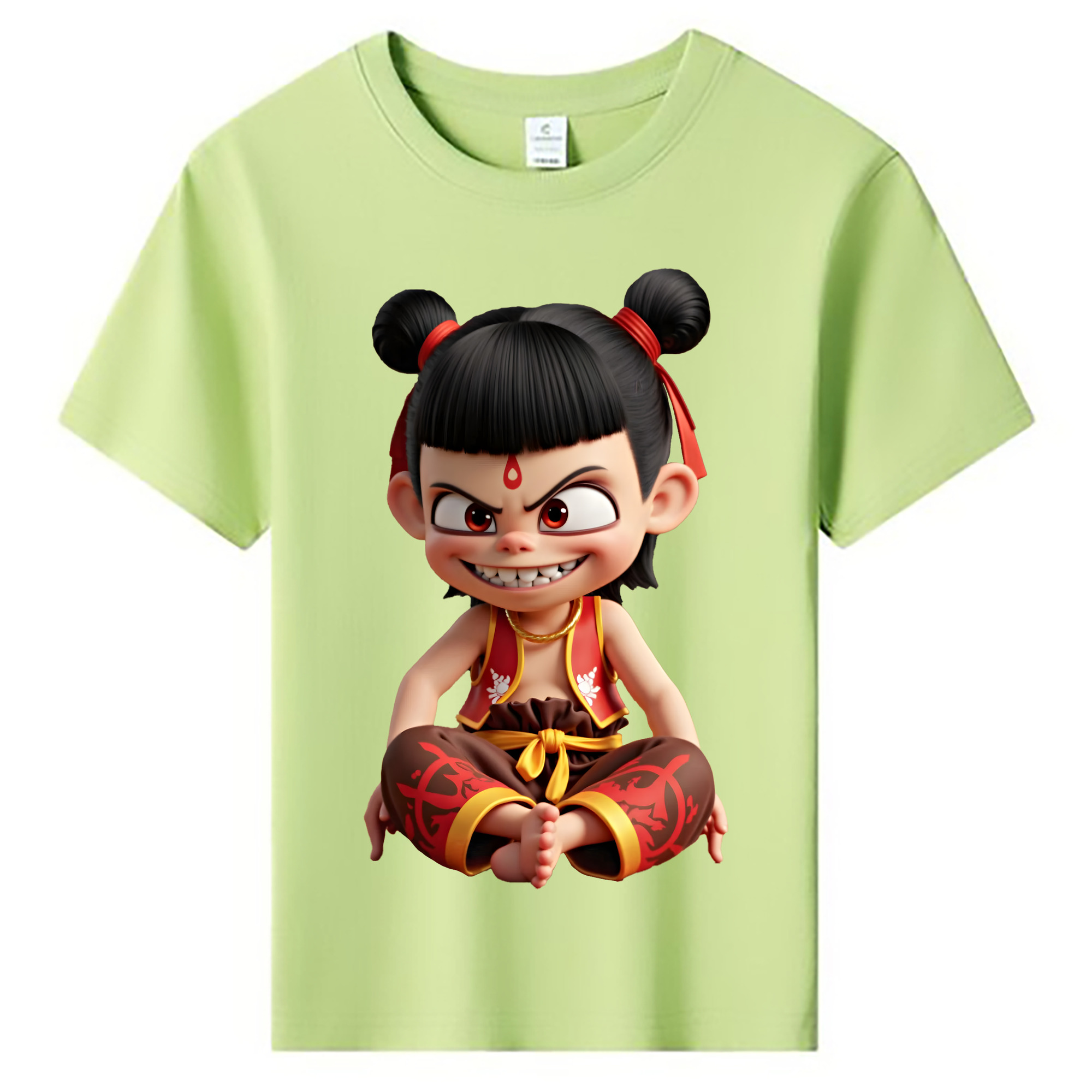 （画像用） Ne Zha 2 ナタ 魔童の大暴れ 綿100％キッズTシャツ（フロントプリント）